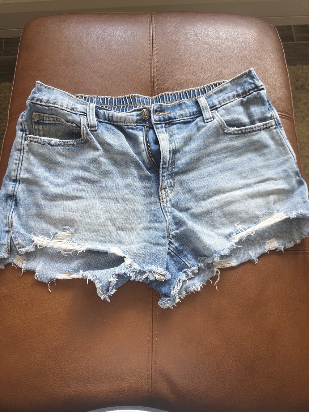 aerie Light Blue Distressed Denim Jean Shorts